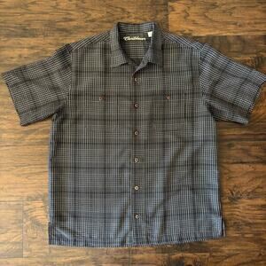 Caribbean Men's Gray Plaid Button Down Shirt